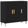 vidaXL Buffet Vidaxl Noir Chêne 90x34x80 Cm En Bois D'ingénierie