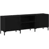vidaXL Meuble Tv Vidaxl Noir Chêne 150x30x50 Cm Bois D'ingénierie