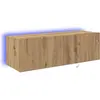 vidaXL Meuble Tv Vidaxl Avec Lumières Led Chêne Artisan 100x35x31 Cm