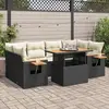 Vidaxl salon de jardin avec coussins 7 pcs noir résine tressée acacia