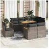 Vidaxl salon de jardin avec coussins 9 pcs gris résine tressée acacia