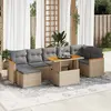 Vidaxl salon de jardin avec coussins 8 pcs beige résine tressée acacia