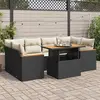 Vidaxl salon de jardin 6 pcs avec coussins noir résine tressée acacia