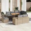 vidaXL Salon de jardin avec coussins 9 pcs beige résine tressée