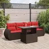 vidaXL Salon de jardin avec coussins 5pcs marron résine tressée acacia