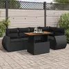 vidaXL Salon de jardin 6 pcs avec coussins noir résine tressée