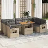 vidaXL Salon de jardin avec coussins 10 pcs beige résine tressée