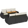 vidaXL Salon de jardin 7 pcs avec coussins noir résine tressée