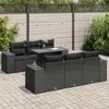 vidaXL Vidaxl Salon De Jardin 7 Pcs Avec Coussins Noir Résine Tressée