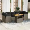 vidaXL Salon de jardin 8 pcs avec coussins gris résine tressée