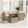 vidaXL Salon de jardin avec coussins 5 pcs beige résine tressée