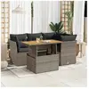 vidaXL Salon de jardin 5 pcs avec coussins gris résine tressée