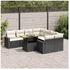 vidaXL Salon de jardin 9 pcs avec coussins noir résine tressée