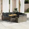 vidaXL Vidaxl Salon De Jardin 9 Pcs Avec Coussins Gris Résine Tressée