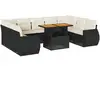 vidaXL Salon de jardin 10 pcs avec coussins noir résine tressée