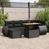 vidaXL Salon De Jardin 7 Pcs Avec Coussins Noir Résine Tressée
