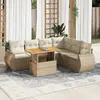 vidaXL Salon de jardin avec coussins 7 pcs beige résine tressée