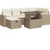 vidaXL Salon de jardin avec coussins 7 pcs beige résine tressée