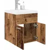 Vidaxl Meuble Lavabo Avec Bassin Et Robinet Intégrés Vieux Bois