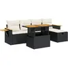 vidaXL Salon de jardin 6 pcs avec coussins noir résine tressée