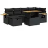 vidaXL Salon de jardin 8 pcs avec coussins noir résine tressée