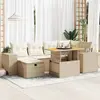 vidaXL Salon de jardin avec coussins 8 pcs beige résine tressée acacia