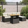 vidaXL Salon de jardin 6 pcs avec coussins noir résine tressée