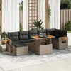 vidaXL Salon de jardin avec coussins 8 pcs gris résine tressée acacia