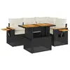 vidaXL Salon de jardin 4 pcs avec coussins noir résine tressée acacia