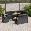 vidaXL Salon de jardin avec coussins 9 pcs noir résine tressée acacia