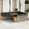 vidaXL Ensemble de canapés de jardin 11 pcs et coussins rotin acacia