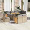 Vidaxl salon de jardin avec coussins 9 pcs beige résine tressée acacia
