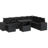 vidaXL Salon De Jardin 9 Pcs Avec Coussins Noir Résine Tressée