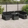 vidaXL Vidaxl Salon De Jardin 9 Pcs Avec Coussins Noir Résine Tressée