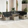 vidaXL Salon de jardin 9 pcs avec coussins gris clair résine tressée