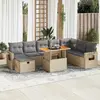 vidaXL Salon de jardin avec coussins 9 pcs beige résine tressée acacia