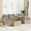 Vidaxl salon de jardin 6 pcs avec coussins beige résine tressée acacia