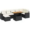 vidaXL Salon de jardin 5 pcs avec coussins noir résine tressée acacia