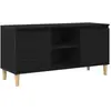 vidaXL Meuble Tv Vidaxl Avec Pieds En Bois Noir Chêne 102x35x50 Cm