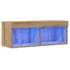 vidaXL Meuble Tv Vidaxl Avec Led Artisan Chêne 80x30x30 Cm