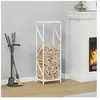 Vidaxl portant de bois chauffage blanc 34x25x100 cm