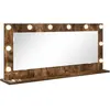 vidaXL Miroir de vanité Rectangulaire Chêne fumé 100 x 45 x 18 cm