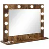 vidaXL Miroir de vanité  Chêne fumé Bois, Verre 60 x 45 x 18 cm Miroir