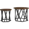 vidaXL Table d'appoint 2 pièces Chêne fumé Ingénieurs Bois et acier