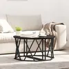 vidaXL Table Basse Vidaxl Noir Chêne 80x80x42 Cm En Bois D'ingénierie