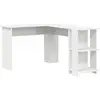 vidaXL Bureau d'angle blanc Bois d'ingénierie Grand Rangement