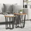 vidaXL Table dappoint - Vintage - Bois massif - Ronde - 40 cm de diamètre