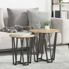 vidaXL Table d appoint 2 pièces en chêne fait main bois reconstitué et métal