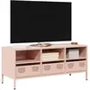 vidaXL Vidaxl Meuble Tv Rose 101,5x39x43,5 Cm Acier Laminé À Froid