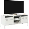 vidaXL Vidaxl Meuble Tv Blanc 101,5x39x43,5 Cm Acier Laminé À Froid